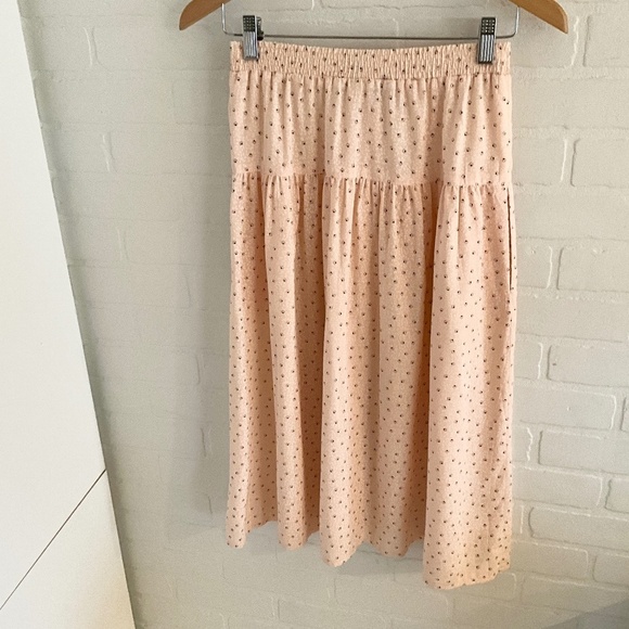 Vintage 80s Skirt Button down Pastel Peach Pockets Drop Waist Sz 4 Petites - Picture 12 of 13